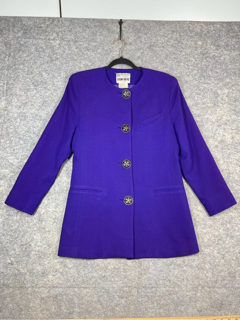 Don Vito Purple Wool Blazer Jacket Vintage Minimalist Career Chic Size 4 Office - Picture 2 of 16